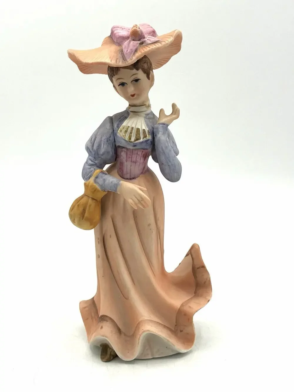 Vintage Japan Porcelain Victorian Lady Figurine Lamp Base UL Portable 7